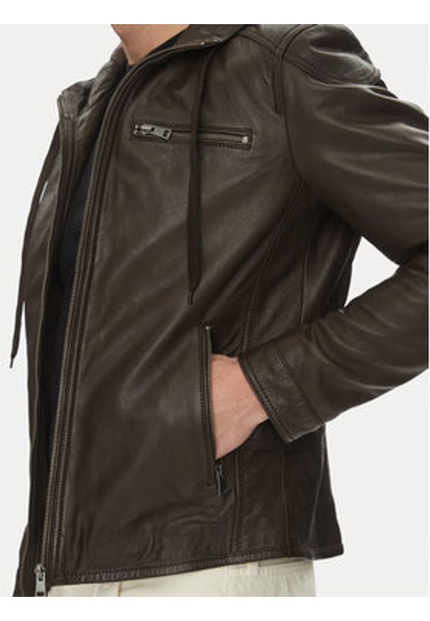 Serge Pariente Kurtka skórzana Ondo Brązowy Regular Fit. Kolor: brązowy. Materiał: skóra