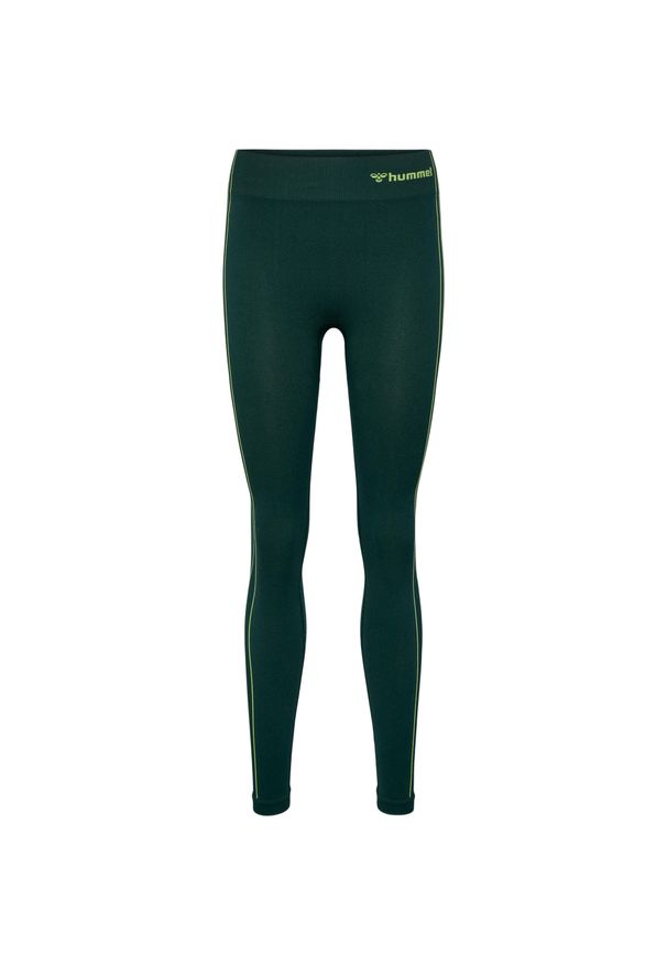 Damskie legginsy bezszwowe Hummel Zone. Kolor: żółty, wielokolorowy, zielony. Materiał: dresówka