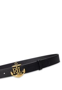 Lauren Ralph Lauren - LAUREN RALPH LAUREN Pasek Damski Anchor-Logo Skinny Leather Belt 412957004001 Czarny. Kolor: czarny. Materiał: skóra #3