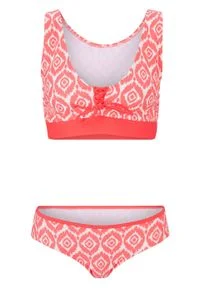 Bikini bustier (2 części) bonprix czerwony neonowy - biały w graficzny wzór. Kolor: czerwony