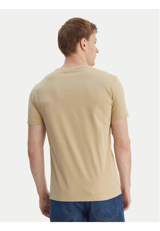 GANT - Gant T-Shirt Shield 2003185 Beżowy Slim Fit. Kolor: beżowy. Materiał: bawełna
