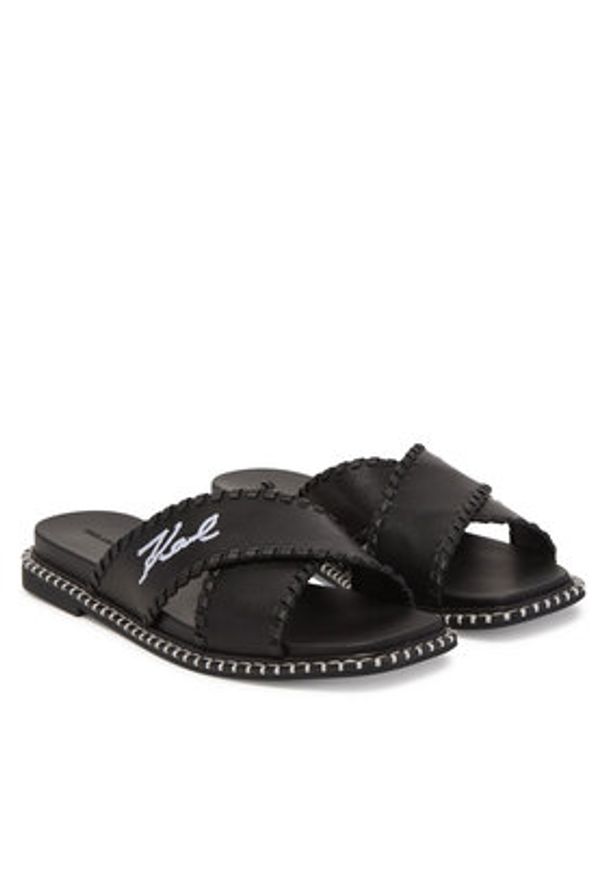 Karl Lagerfeld - KARL LAGERFELD Klapki Kleo KL81372 Czarny. Kolor: czarny. Materiał: skóra
