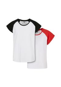 Urban Classics - T-shirt Dla Dziewczynki Kontrastowa Raglanowa 2pak. Kolor: wielokolorowy, zielony, brązowy, biały, czerwony. Długość rękawa: raglanowy rękaw #1