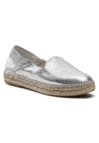 Badura Espadryle 6401-69-203 Srebrny. Kolor: srebrny. Materiał: skóra