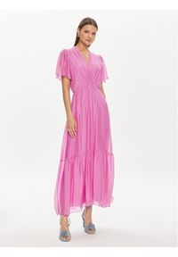 Haveone Sukienka letnia AFF-L013 Fioletowy Regular Fit. Kolor: fioletowy. Materiał: jedwab. Sezon: lato