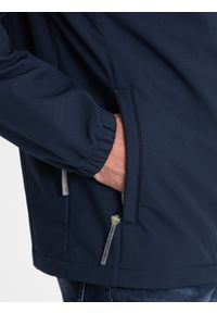 Ombre Clothing - Kurtka męska SOFTSHELL z polarowym środkiem - granatowy V5 OM-JANP-0137 - XXL. Kolor: niebieski. Materiał: softshell, polar #4