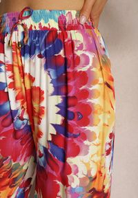 Renee - Czerwono-Niebieskie Wiskozowe Spodnie o Szerokim Kroju High Waist Tie Dye z Gumką w Talii Nalflea. Stan: podwyższony. Kolor: czerwony. Materiał: wiskoza. Sezon: lato #4