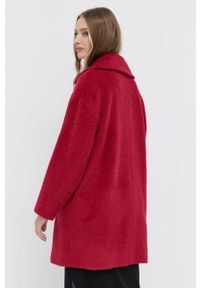 Pennyblack Płaszcz damski kolor bordowy przejściowy dwurzędowy. Kolor: czerwony. Materiał: materiał. Wzór: gładki. Styl: klasyczny #8