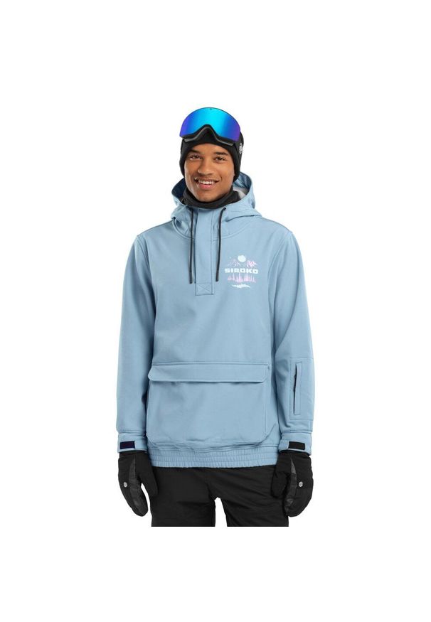 SIROKO - Kurtka snowboardowa męska W3 Prags. Kolor: niebieski. Materiał: materiał, softshell. Sezon: zima. Sport: snowboard