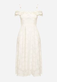 Born2be - Jasnobeżowa Rozkloszowana Sukienka na Regulowanych Ramiączkach o Taliowanym Kroju Umadea. Kolor: beżowy. Długość rękawa: na ramiączkach. Styl: elegancki #5