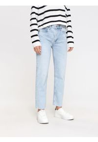 Sinsay - Jeansy straight high waist - niebieski. Stan: podwyższony. Kolor: niebieski #1