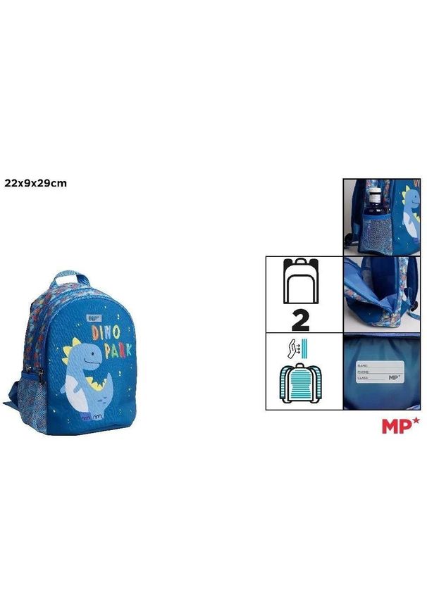 Vadobag Plecak dwukomorowy Dino Park granatowy 22x9x29cm. Kolor: niebieski