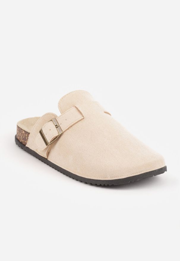 Born2be - Beżowe Klapki Typu Chodaki na Korkowej Podeszwie Andrena. Okazja: na co dzień. Kolor: beżowy. Materiał: jeans, len. Styl: klasyczny, casual