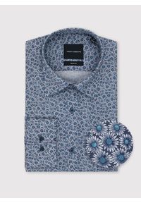 Pako Lorente - PAKO LORENTE - Niebieska koszula męska w kwiaty. Kolor: niebieski. Materiał: lyocell. Długość rękawa: długi rękaw. Długość: długie. Wzór: kwiaty #1