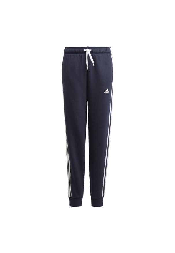 Adidas - Spodnie dla dzieci adidas Essentials 3 Stripes Pant granatowe GQ8898. Kolor: czarny, biały, wielokolorowy. Materiał: dresówka. Sport: joga i pilates