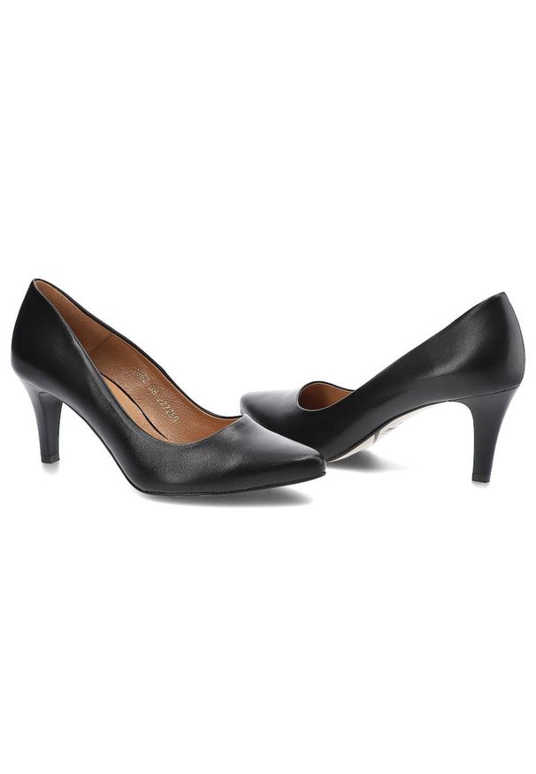 Czarne Czółenka Clasicco Damskie Eleganckie Buty. Kolor: czarny. Materiał: skóra. Obcas: na obcasie. Styl: elegancki. Wysokość obcasa: niski