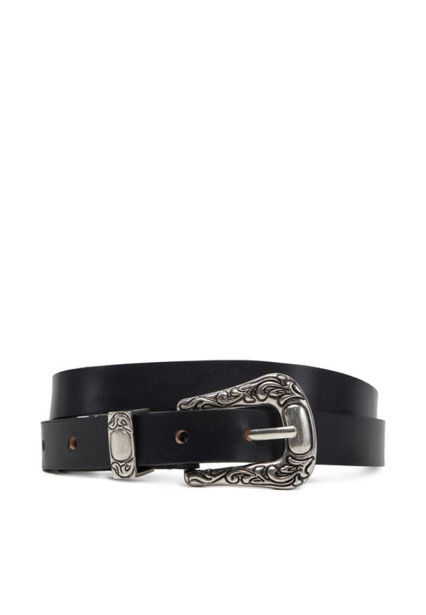 only - ONLY Pasek Damski Onlty Slim Leather Wester Jeans Belt Acc 15338269 Czarny. Kolor: czarny. Materiał: skóra