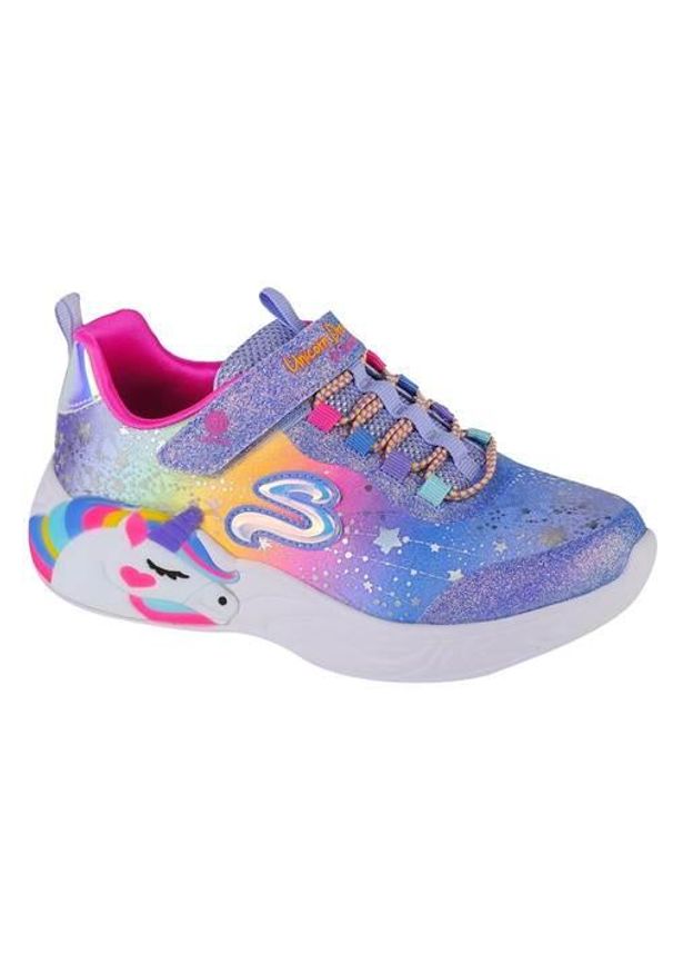 skechers - Buty do chodzenia dla dzieci Skechers Slights Unicorn Dreams. Zapięcie: rzepy. Kolor: niebieski, wielokolorowy. Materiał: materiał, syntetyk, guma. Szerokość cholewki: normalna. Model: Skechers Sport. Sport: turystyka piesza