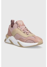 Guess sneakersy GENIVER kolor różowy FL6GVN FAB12. Nosek buta: okrągły. Zapięcie: sznurówki. Kolor: różowy. Materiał: guma. Obcas: na platformie #4