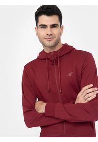 4f - Bluza dresowa rozpinana z kapturem męska. Okazja: na co dzień. Typ kołnierza: kaptur. Kolor: czerwony. Materiał: dresówka. Styl: casual #2