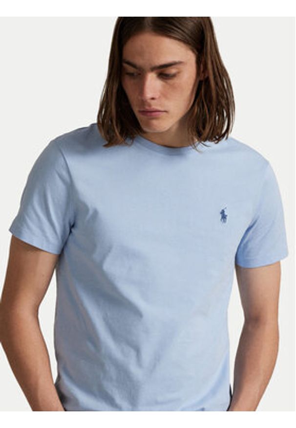 Polo Ralph Lauren T-Shirt 710671438444 Błękitny Custom Slim Fit. Typ kołnierza: polo. Kolor: niebieski. Materiał: bawełna
