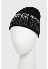 Calvin Klein Jeans Czapka kolor czarny z cienkiej dzianiny bawełniana. Kolor: czarny. Materiał: dzianina, bawełna