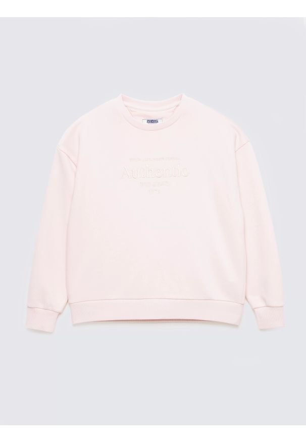 Big-Star - Bluza damska z haftem pudrowy róż Ellsa 600. Okazja: na co dzień. Kolor: różowy. Materiał: jeans, dzianina, dresówka. Wzór: haft. Styl: casual, klasyczny