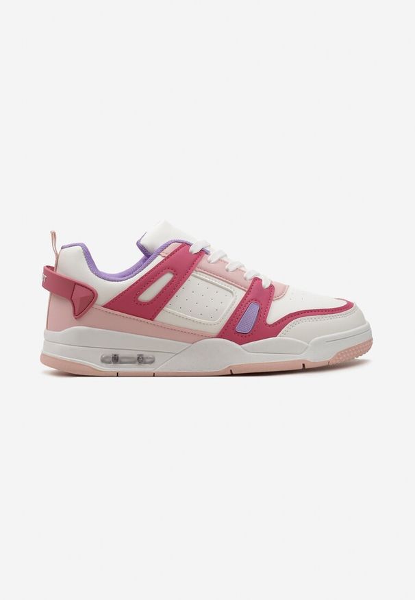 Born2be - Biało-Różowe Sneakersy Sportowe ze Wstawkami z Ekoskóry Isadona. Kolor: biały