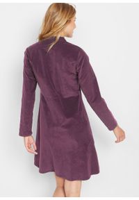 Sukienka sztruksowa ze stretchem bonprix czarny bez. Kolor: fioletowy. Materiał: elastan, materiał, sztruks, bawełna. Typ sukienki: szmizjerki #3