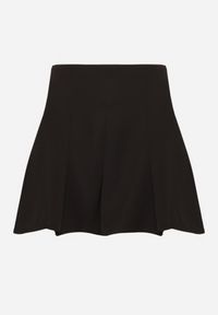 Born2be - Czarna Spódnica Mini Trapezowa z Zakładkami Zanirria. Kolor: czarny. Styl: elegancki