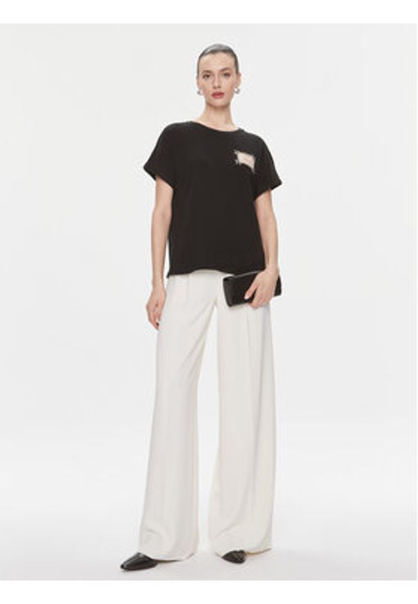 TwinSet - TWINSET T-Shirt 241TP2211 Czarny Regular Fit. Kolor: czarny. Materiał: bawełna