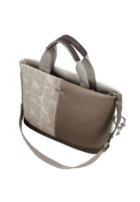 Torebka damska Anekke, z dekoracyjnym nadrukiem i metalowym logo z podwójną rączką oraz regulowanym paskiem zapinana na zamek, brązowa, 42801-222. Kolor: brązowy. Wzór: nadruk #7