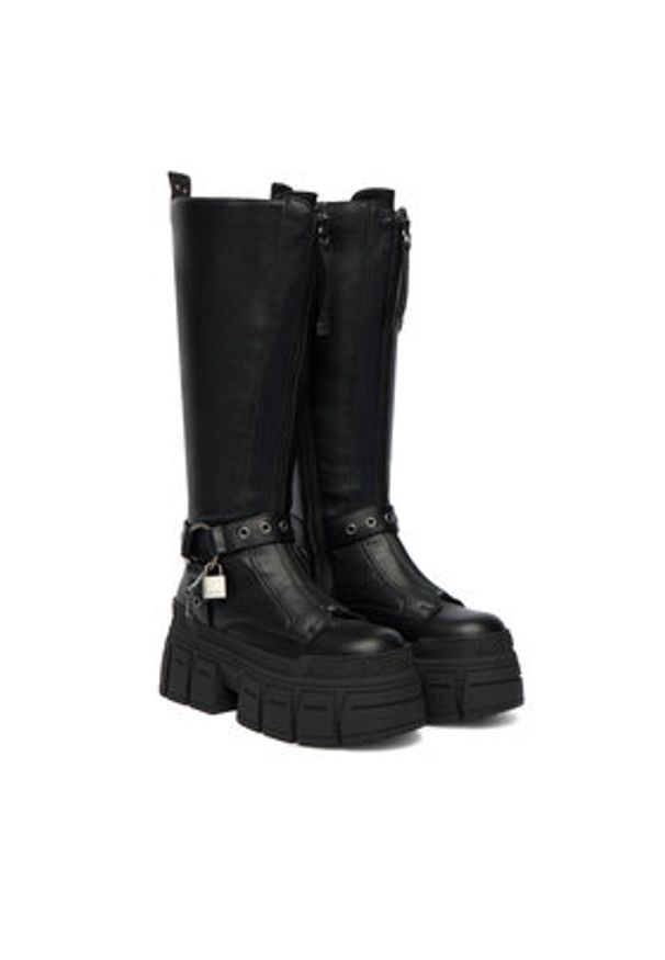 Buffalo Kozaki Gospher Biker Hi 1270131 Czarny. Kolor: czarny. Materiał: skóra