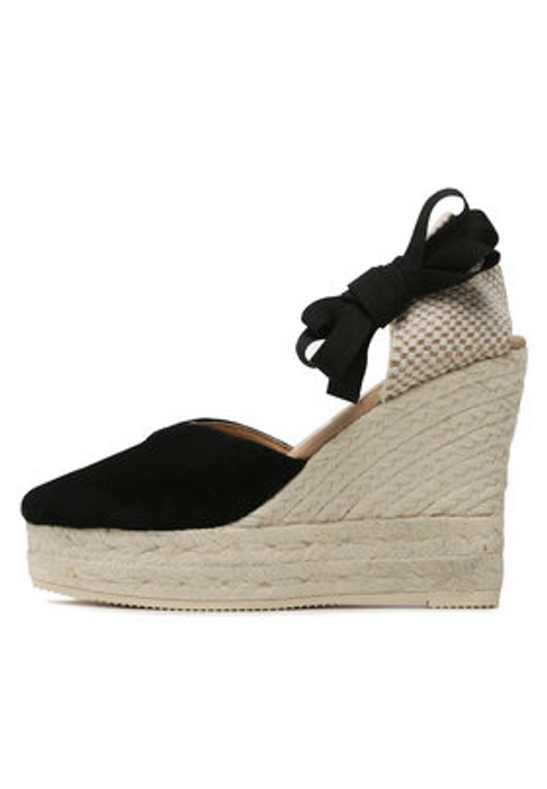 Manebi Espadryle Heart-Shaped Wedge Espadrilles K 1.0 WH Czarny. Kolor: czarny. Materiał: zamsz, skóra