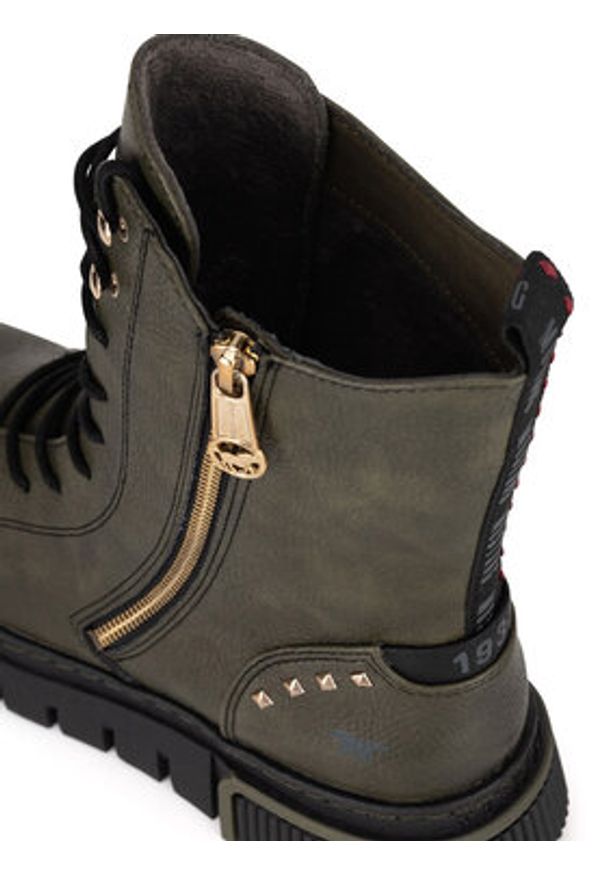 Mustang Botki 1502-502 Khaki. Kolor: brązowy. Materiał: materiał