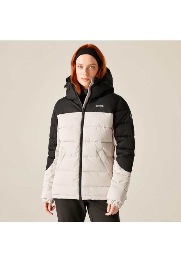 Regatta - Kurtka damska zimowa ocieplana Aldthorn. Kolor: beżowy. Materiał: puch, syntetyk. Sezon: zima. Sport: turystyka piesza