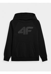 4f - 4F Bluza dresowa nierozpinana z kapturem chłopięca 122 (6-7 lat). Okazja: na co dzień. Typ kołnierza: kaptur. Kolor: czarny. Materiał: dresówka. Sezon: lato. Styl: casual