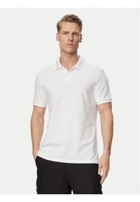 Calvin Klein Jeans Polo Monogram LV04RC276G Biały Slim Fit. Typ kołnierza: polo. Kolor: biały. Materiał: bawełna #1