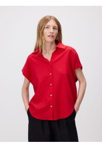 Reserved - Koszula z lnem i wiskozą - czerwony. Kolor: czerwony. Materiał: len, wiskoza #1
