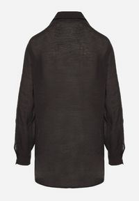 Born2be - Czarna Koszula z Modalem i Ozdobnymi Kieszeniami Mavisene. Okazja: na co dzień. Kolor: czarny. Materiał: jeans. Styl: klasyczny, elegancki, casual #7
