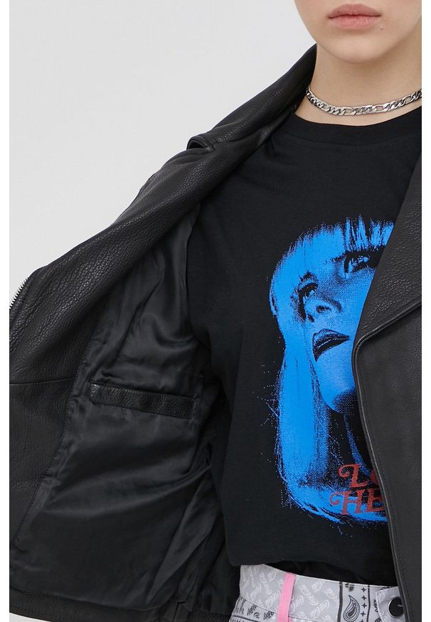 Superdry Ramoneska skórzana kolor czarny przejściowa. Okazja: na co dzień. Kolor: czarny. Materiał: skóra. Styl: casual, klasyczny