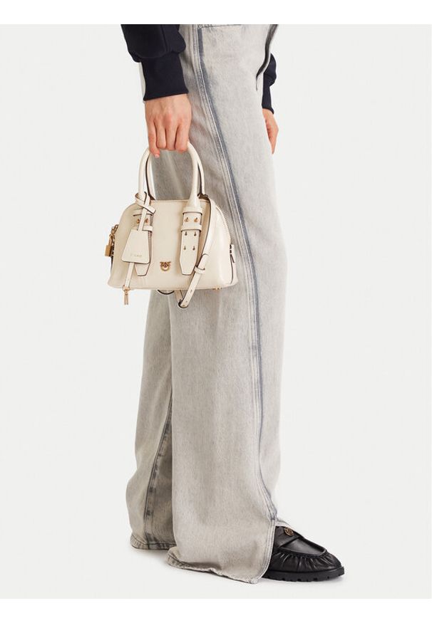 Pinko - PINKO Torebka Bowling Bag Zip Mini AI 25-26 PLTT 105333 A0QO Écru. Materiał: skórzane