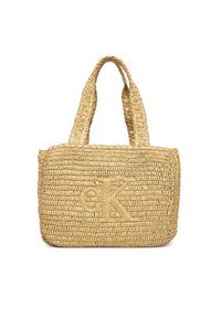 Calvin Klein Torebka Bold Ck Raffia Medium Tote LV04F3447G Beżowy. Kolor: beżowy #4