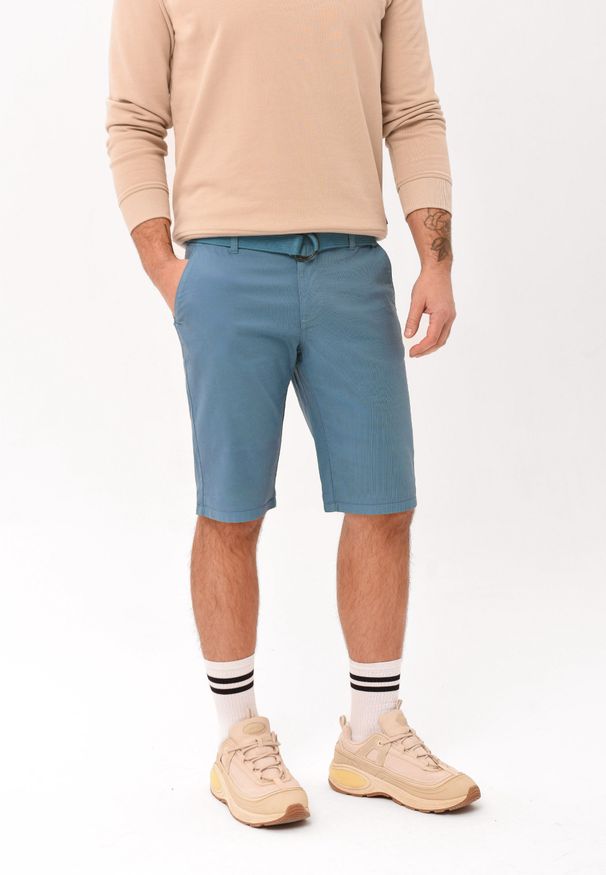 Volcano - Szorty chino z paskiem P-OXY. Okazja: na co dzień. Materiał: bawełna, włókno, materiał, elastan. Długość: krótkie. Styl: klasyczny, casual, elegancki