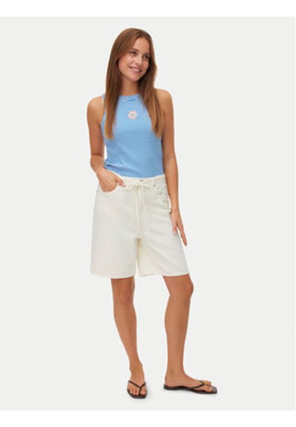 Vero Moda Top Nira 10341982 Niebieski Slim Fit. Kolor: niebieski. Materiał: bawełna