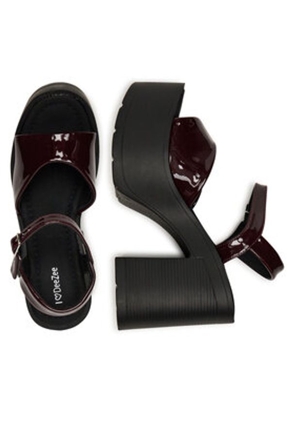 DeeZee Sandały ZB8358-1 Bordowy. Kolor: czerwony. Materiał: skóra