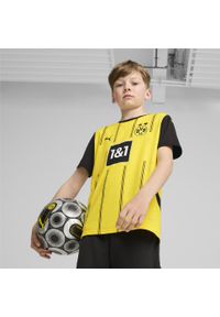 Puma - Młodzieżowa koszulka domowa Borussia Dortmund 24/25 PUMA Faster Yellow Black. Kolor: czarny, wielokolorowy, żółty. Sport: piłka nożna
