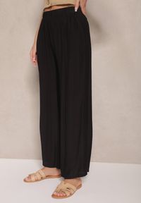 Renee - Czarne Spodnie Palazzo o Szerokim Kroju High Waist Lislevia. Okazja: na co dzień. Stan: podwyższony. Kolor: czarny. Styl: elegancki, casual #4