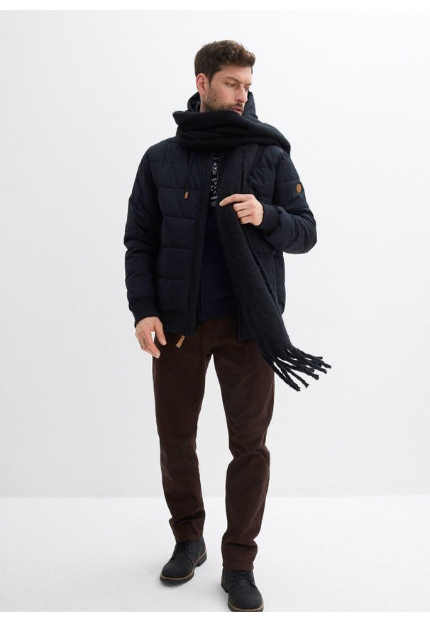 bonprix - Pikowana bomberka ocieplana. Typ kołnierza: kaptur. Kolor: czarny