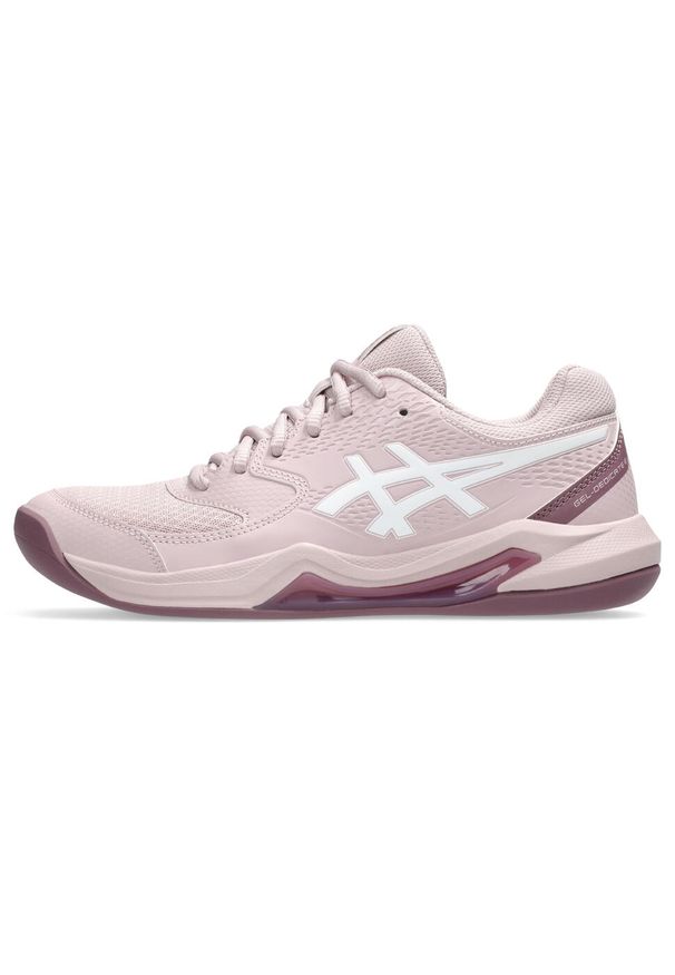 Buty do tenisa halowego damskie Asics Gel-Dedicate 8. Kolor: biały, różowy, wielokolorowy. Sport: tenis